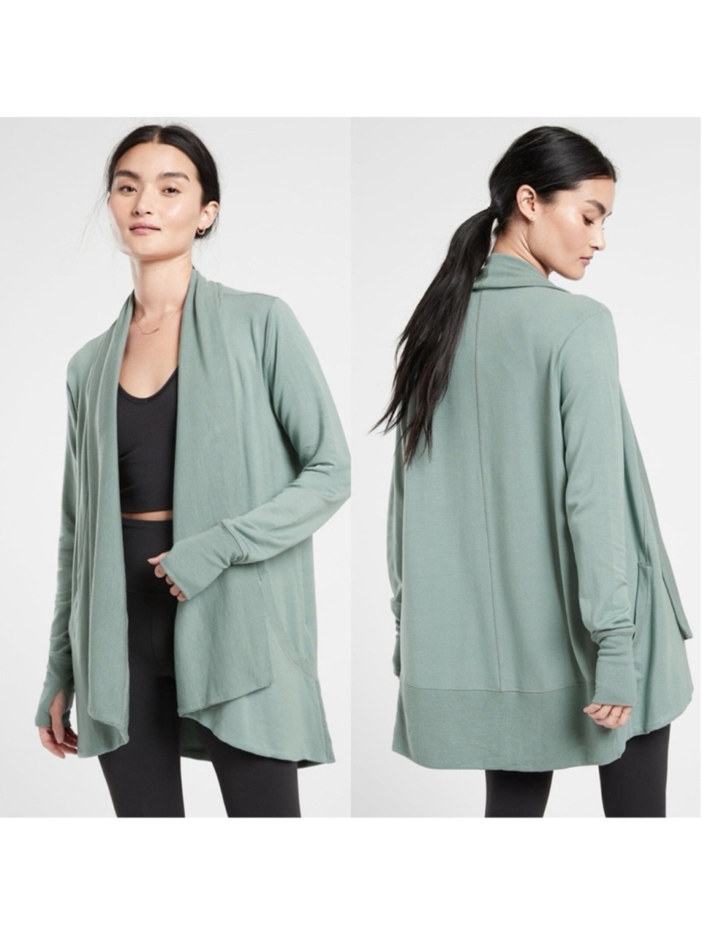 Athleta Pranayama Wrap Cardigan Minimalistic Grey Nirvana Cozy Soft Size Medium